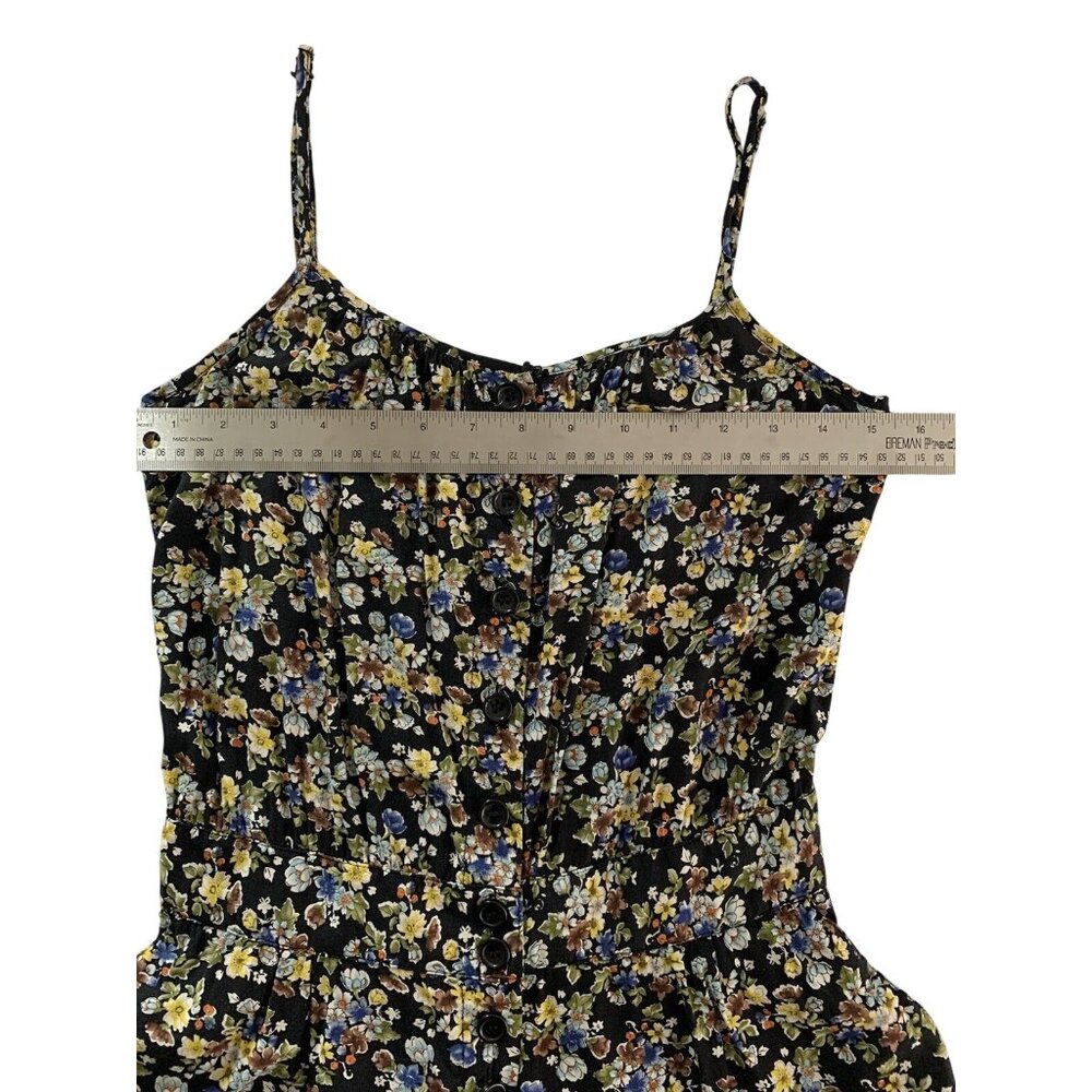 XXI Floral Button-Down Romper Womens Spaghetti Straps Black Multicolor Size SP - Picture 4 of 9